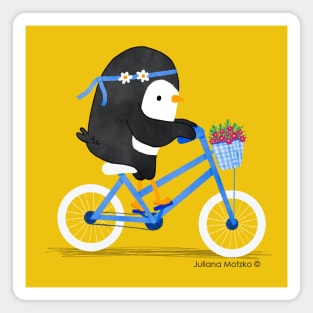 Penguin on a bike Magnet